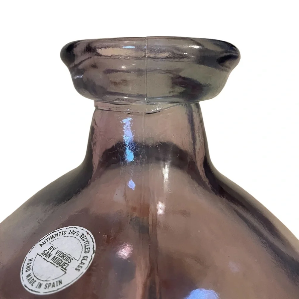 Handmade San Miguel 100% Recycled Bubble‎ Pink Glass Vase Spain 9” High